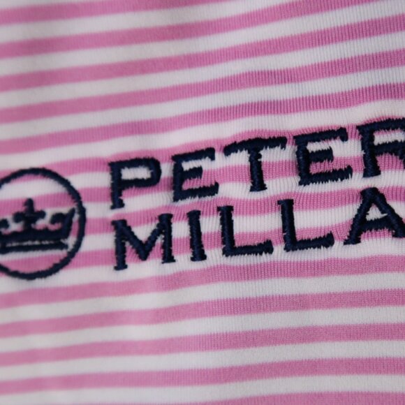 Peter Millar Summer Comfort Pink Striped K Club Polo (L) ⛳️ - Picture 1 of 8
